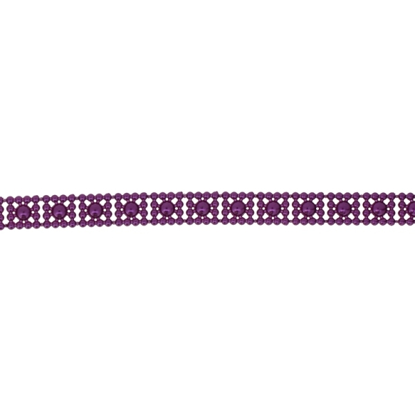 PLASTIC BEADED TRIM GARLAND - SQUARE 01 - 10x3mm PURPLE (DARK) - ROLL 30meters