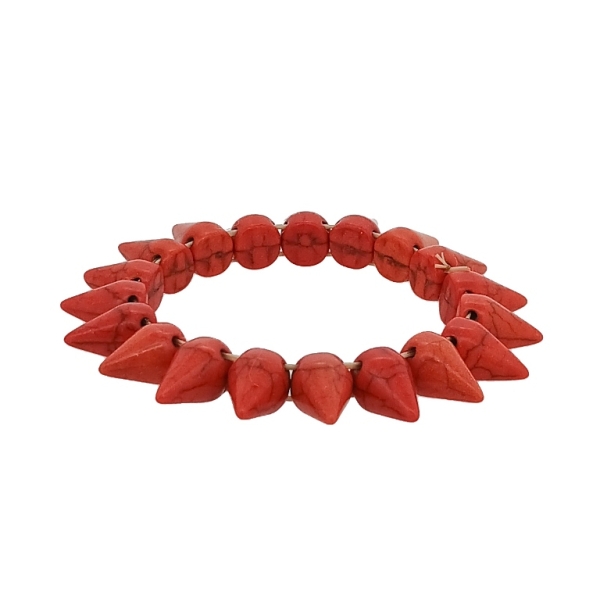 JEWELRY - ELASTIC BRACELET - NATURAL STONE - CONES 1x1.6cm - ORANGE (LIGHT) - 1pc.