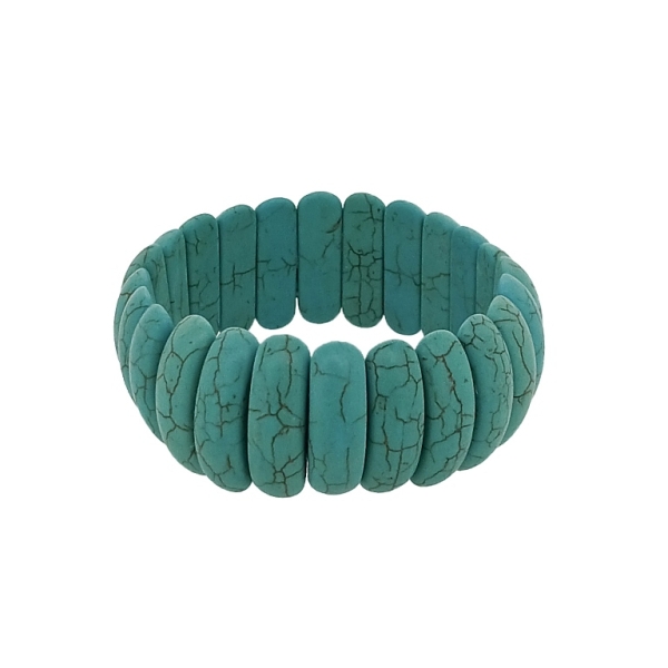 JEWELRY - ELASTIC BRACELET - NATURAL STONE - OVALS 0.8x2.2cm - TURQUOISE - 1pc.