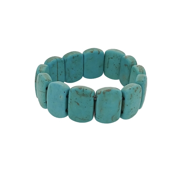 JEWELRY - ELASTIC BRACELET - NATURAL STONE - OVALS 1.3x2cm - TURQUOISE - 1pc.