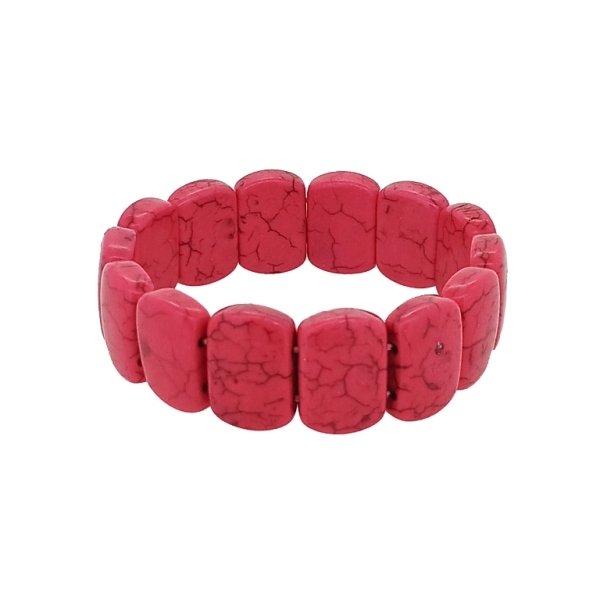 JEWELRY - ELASTIC BRACELET - NATURAL STONE - OVALS 1.3x2cm - CYCLAMEN - 1pc.