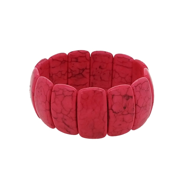 JEWELRY - ELASTIC BRACELET - NATURAL STONE - OVALS 1.4x2.6cm - CYCLAMEN - 1pc.