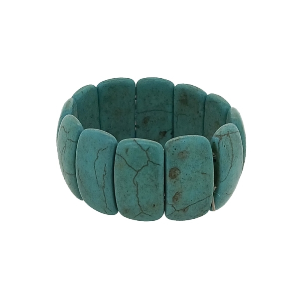 JEWELRY - ELASTIC BRACELET - NATURAL STONE - OVALS 1.5x2.8cm - TURQUOISE - 1pc.