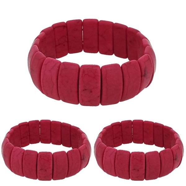 JEWELRY - ELASTIC BRACELET - NATURAL STONE - OVALS 1x2.1cm - CYCLAMEN - PACKAGE 12pcs.