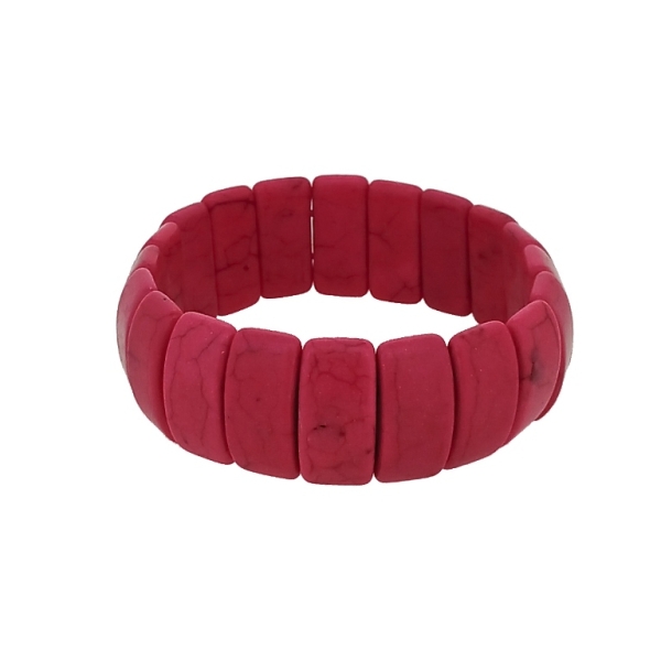 JEWELRY - ELASTIC BRACELET - NATURAL STONE - OVALS 1x2.1cm - CYCLAMEN - 1pc.