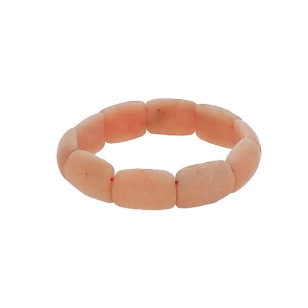 JEWELRY - ELASTIC BRACELET - NATURAL STONE - OVALS 2x1.3cm - PEACH - 1pc.