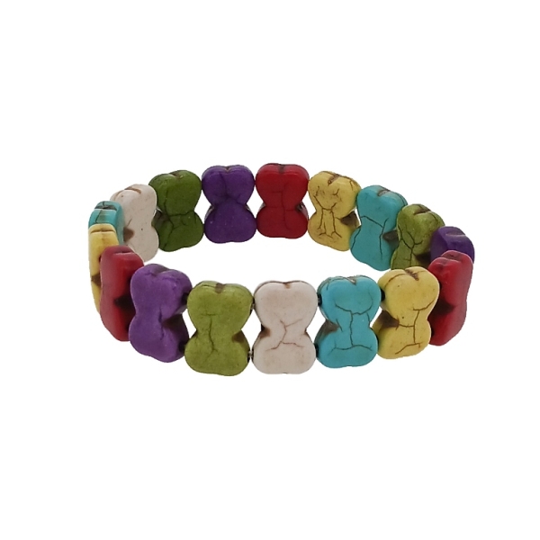 JEWELRY - ELASTIC BRACELET - NATURAL STONE - RIBBONS 1.1x1.6cm - MIX - 1pc.