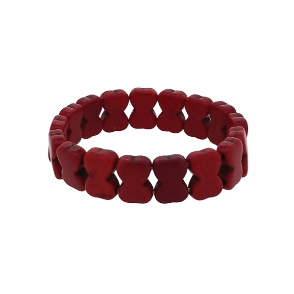 JEWELRY - ELASTIC BRACELET - NATURAL STONE - RIBBONS 1.1x1.6cm - RED - 1pc.