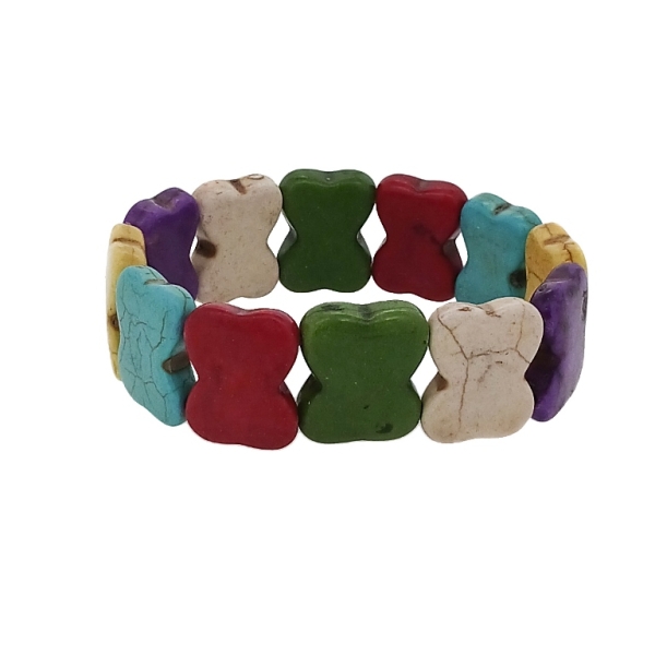 JEWELRY - ELASTIC BRACELET - NATURAL STONE - RIBBONS 1.6x2.2cm - MIX - 1pc.