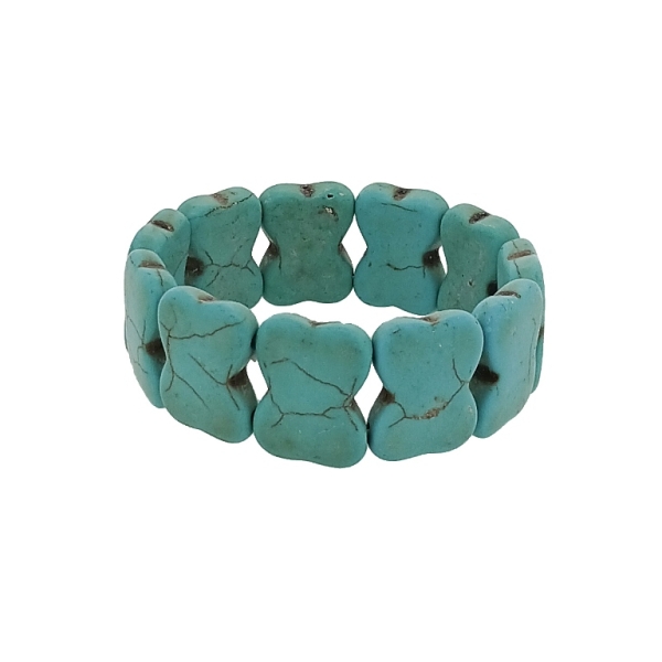 JEWELRY - ELASTIC BRACELET - NATURAL STONE - RIBBONS 1.6x2.2cm - TURQUOISE - 1pc.