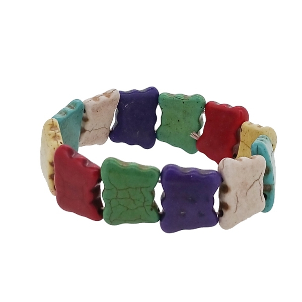 JEWELRY - ELASTIC BRACELET - NATURAL STONE - BUTTERFLIES 1.6x2.2cm - MIX - 1pc.