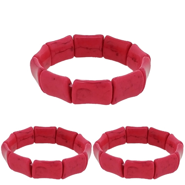 JEWELRY - ELASTIC BRACELET - NATURAL STONE - TILES 2x1.5cm - CYCLAMEN - PACKAGE 12pcs.