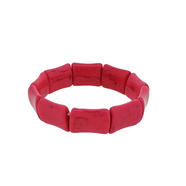 JEWELRY - ELASTIC BRACELET - NATURAL STONE - TILES 2x1.5cm - CYCLAMEN - 1pc.