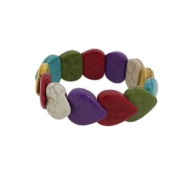 JEWELRY - ELASTIC BRACELET - NATURAL STONE - HEARTS 2x2cm - MIX - 1pc.