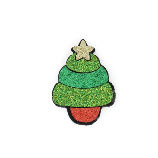 TEXTILE BEADS - FELT - CHRISTMAS TREE 01 - 32x44mm GREEN AND RED - PACKAGE 15pcs.