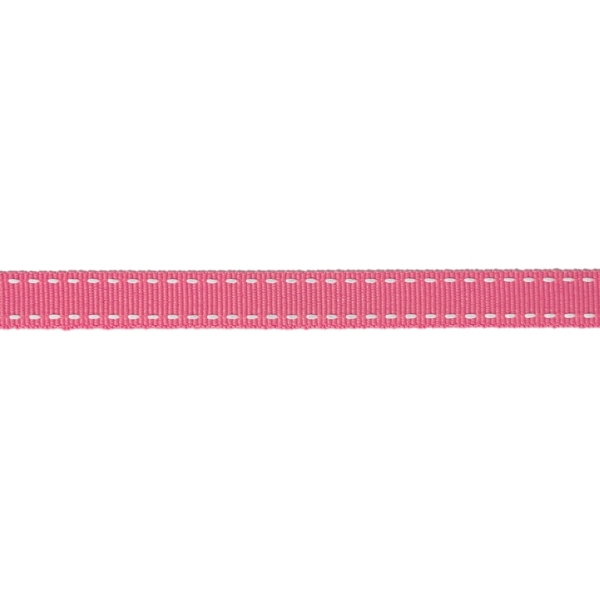 GROSGRAIN RIBBON WITH STICHES - 11mm PINK AND WHITE - 50yards(45m)