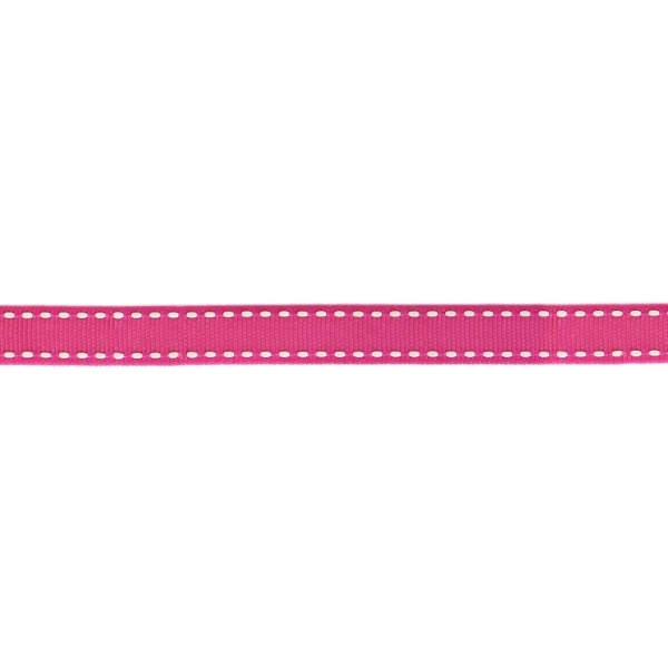 GROSGRAIN RIBBON WITH STICHES - 14mm PINK AND WHITE - 50yards(45m)