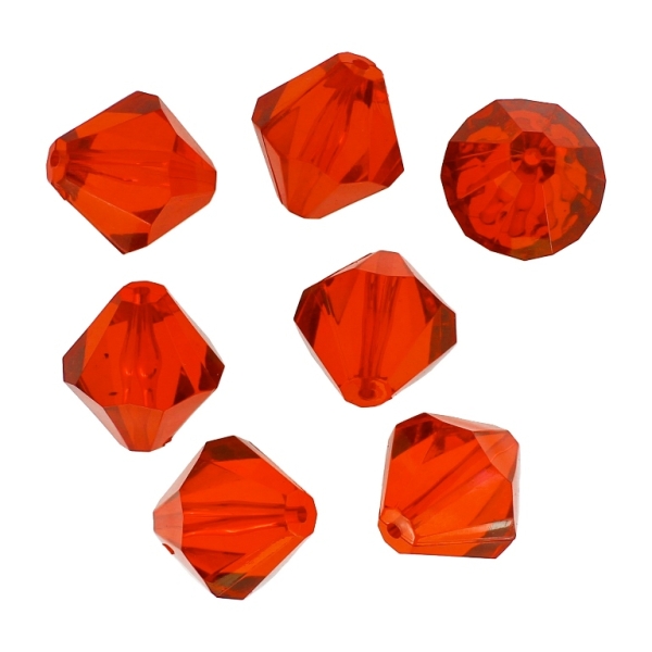 TRANSPARENT PLASTIC BEADS - BICONES 01 - 24x22mm RED V12 - PACKAGE 500g Hole-2.0mm (98pcs.)