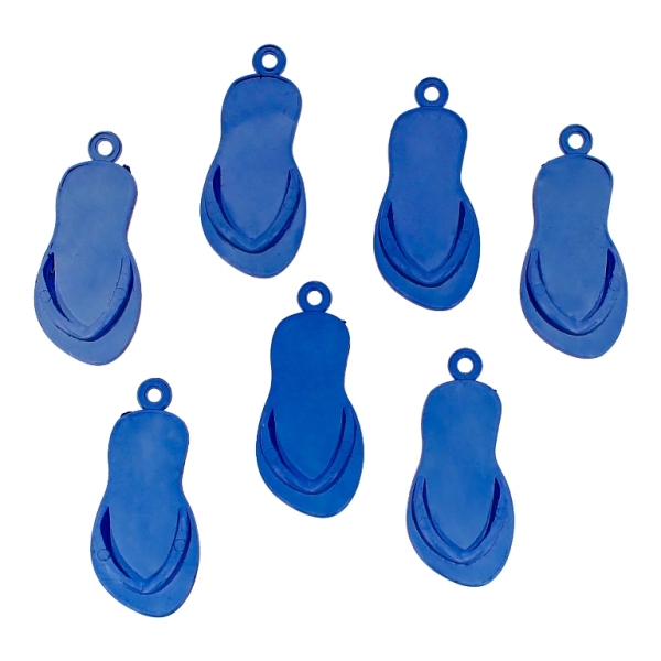 TRANSPARENT PLASTIC BEADS - PENDANT SLIPPER - 33x15x17mm BLUE (DARK) V44 - 50g Hole-2.0mm (35pcs.)