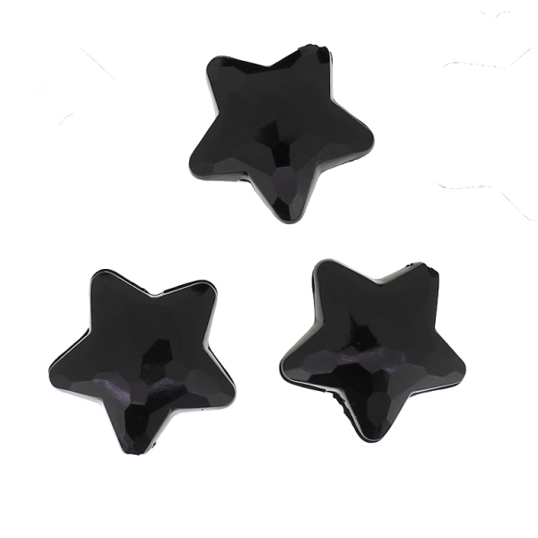 TRANSPARENT PLASTIC BEADS - STAR 04 FACETED - 28x27x13mm BLACK V72 - PACKAGE 500g Hole-3.0mm (110pcs.)