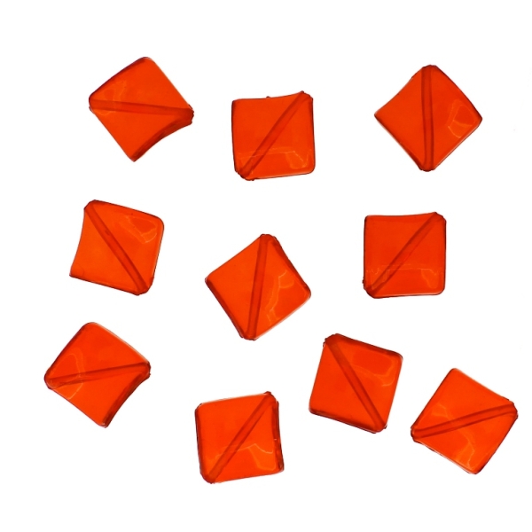 TRANSPARENT PLASTIC BEADS - SQUARE WAVE - 18.5x7mm RED V12 - 50g Hole-1.8mm (60pcs.)