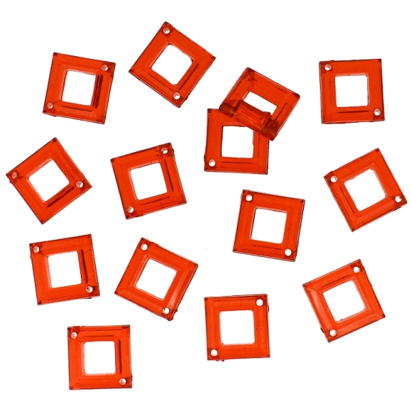 TRANSPARENT PLASTIC BEADS - SQUARE CONTOUR - 6x20x14mm RED V12 - 50g Hole-1.5mm (67pcs.)