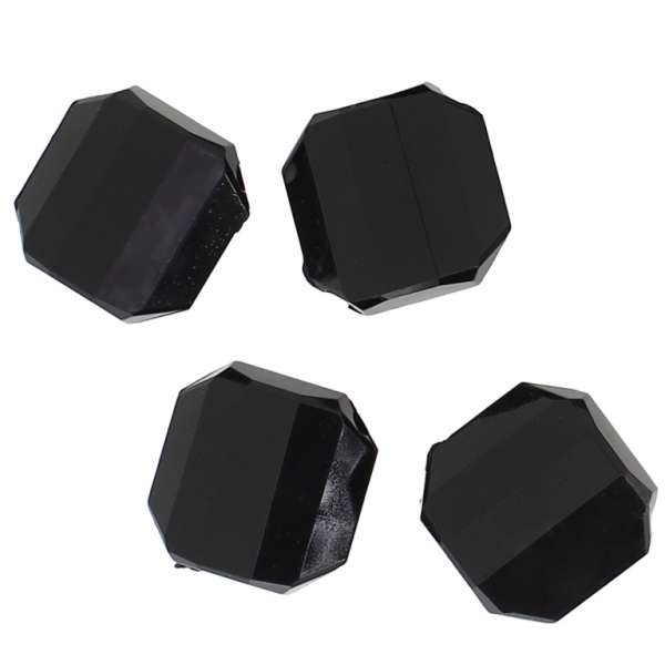 TRANSPARENT PLASTIC BEADS - SQUARE IRREGULAR FACETED - 21x19x9mm BLACK V72 - 50g Hole-2.5mm (21pcs.)