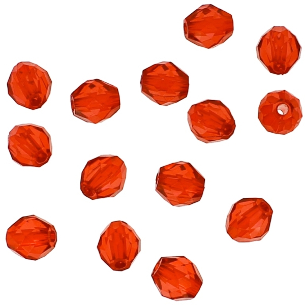 TRANSPARENT PLASTIC BEADS - OVAL FACETED 02 - 8.5x8mm RED V12 - 50g Hole-2.0mm (175pcs.)