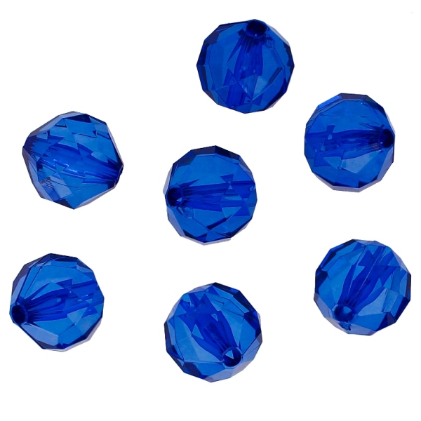 TRANSPARENT PLASTIC BEADS - OVAL FACETED 02 - 19x18mm BLUE (DARK) V44 - 50g Hole-3.5mm (14pcs.)