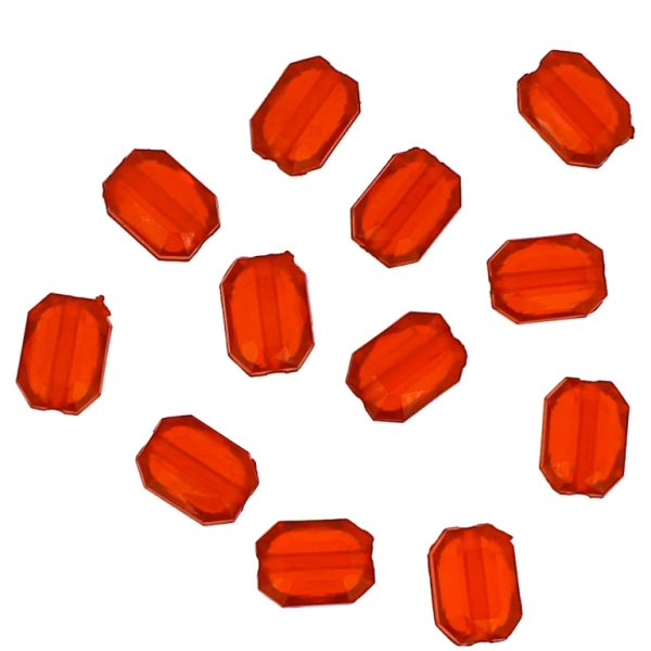 TRANSPARENT PLASTIC BEADS - RADIANT - 10x7x5mm RED V12 - 50g Hole-1.5mm (206pcs.)