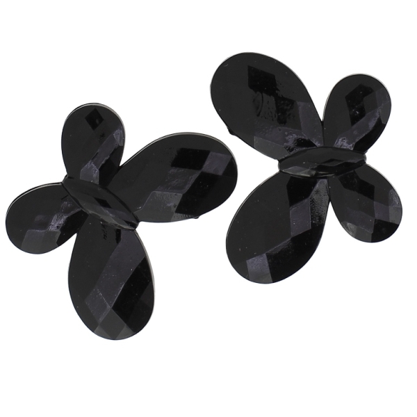 TRANSPARENT PLASTIC BEADS - BUTTERFLY 03 - FACETED 35x46x7mm BLACK V72 - PACKAGE 500g Hole-2.5mm (90pcs.)