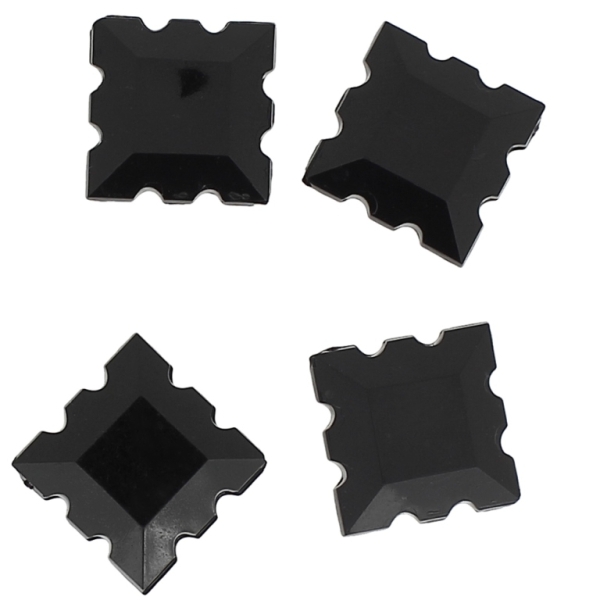 TRANSPARENT PLASTIC BEADS - TILE RELIEF - 22x16x7mm BLACK V72 - 50g Hole-1.5mm (35pcs.)