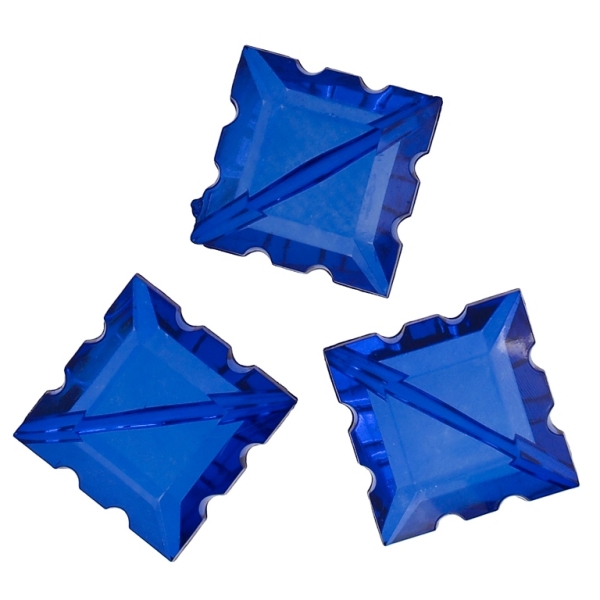 TRANSPARENT PLASTIC BEADS - TILE RELIEF - 33x24x11mm BLUE (DARK) V44 - 50g Hole-2.8mm (9pcs.)