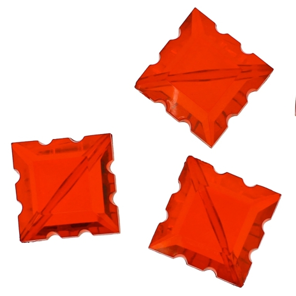 TRANSPARENT PLASTIC BEADS - TILE RELIEF - 33x24x11mm RED V12 - 50g Hole-2.8mm (9pcs.)