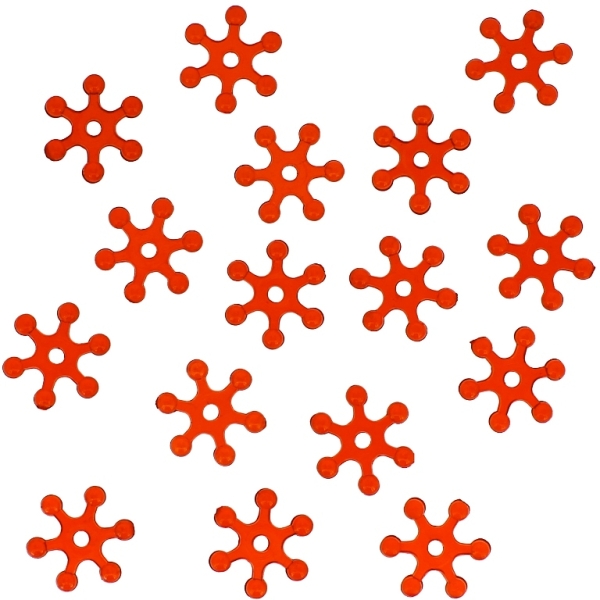 TRANSPARENT PLASTIC BEADS - SNOWFLAKE 01 - 3x13x15mm RED V12 - 50g Hole-2.0mm (305pcs.)