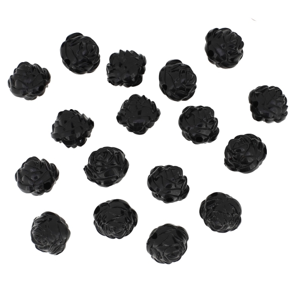 TRANSPARENT PLASTIC BEADS - BALL ROSE - 13mm BLACK V72 - PACKAGE 500g Hole-2.5mm (525pcs.)