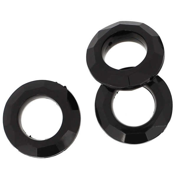 TRANSPARENT PLASTIC BEADS - RING FACETED 01 - INNER HOLE 16mm - 30x8mm BLACK V72 - 50g Hole-1.8mm (15pcs.)