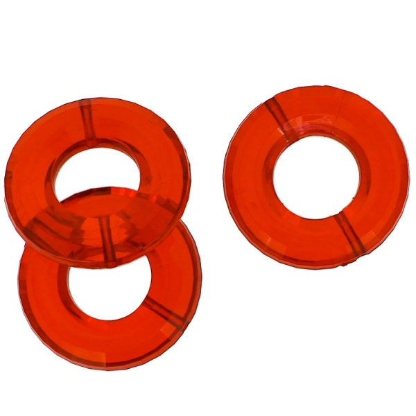 TRANSPARENT PLASTIC BEADS - RING FACETED 02 - INNER HOLE 16mm - 34x7mm RED V12 - 50g Hole-2.0mm (10pcs.)