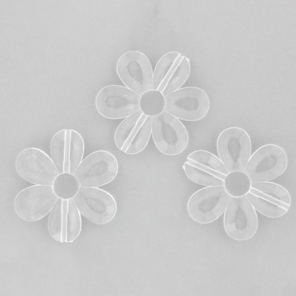 TRANSPARENT PLASTIC BEADS - FLOWER 04 FACETED - INNER HOLE 7.5mm - 33x4mm WHITE V01 - PACKAGE 500g Hole-1.8mm (220pcs.)