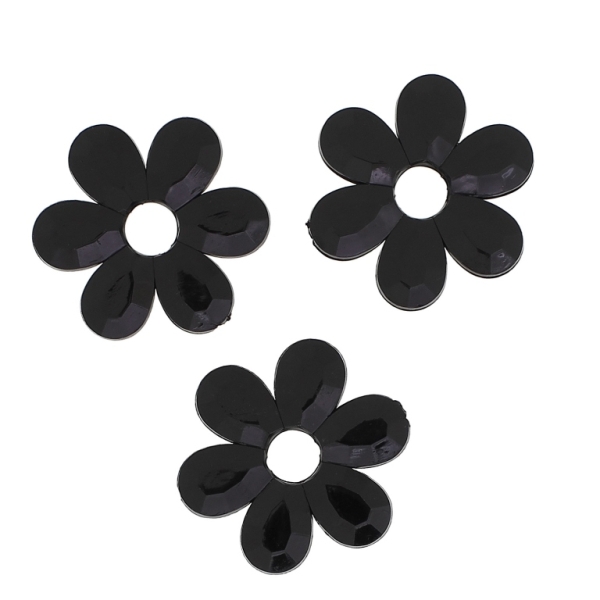 TRANSPARENT PLASTIC BEADS - FLOWER 04 FACETED - INNER HOLE 7.5mm - 33x4mm BLACK V72 - 50g Hole-1.8mm (23pcs.)