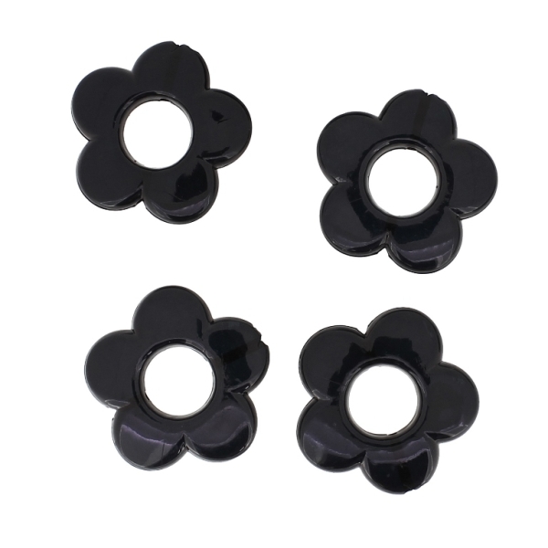 TRANSPARENT PLASTIC BEADS - FLOWER 06 - INNER HOLE 12mm - 30x5mm BLACK V72 - 50g Hole-2.0mm (20pcs.)