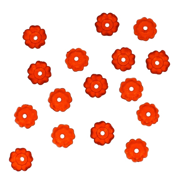 TRANSPARENT PLASTIC BEADS - HAT 02 DAISY - 4x10mm RED V12 - 50g Hole-2.0mm (325pcs.)