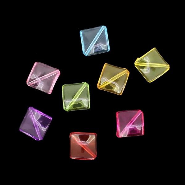 TRANSPARENT PLASTIC BEADS - SQUARE WAVE - 18.5x7mm MIXED - 50g Hole-1.8mm (60pcs.)