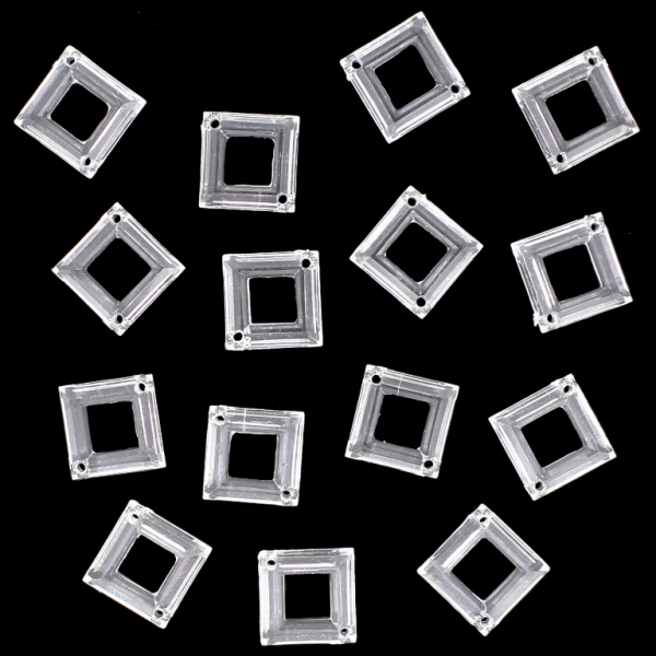 TRANSPARENT PLASTIC BEADS - SQUARE CONTOUR - 6x20x14mm WHITE V01 - PACKAGE 500g Hole-1.5mm (670pcs.)