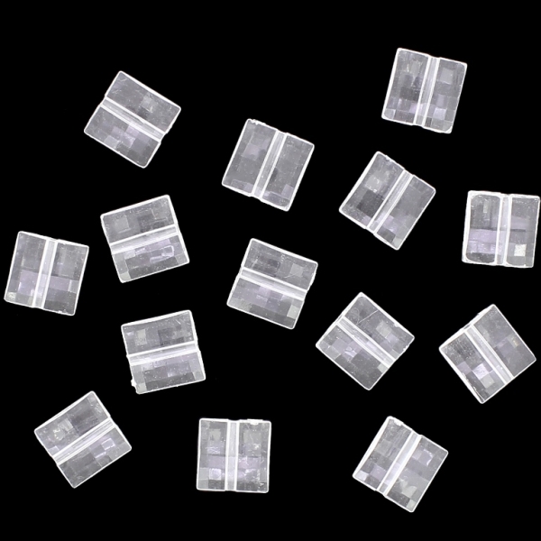 TRANSPARENT PLASTIC BEADS - TILE SQUARE FACETED - 10x10x4mm WHITE V01 - 50g Hole-1.5mm (150pcs.)