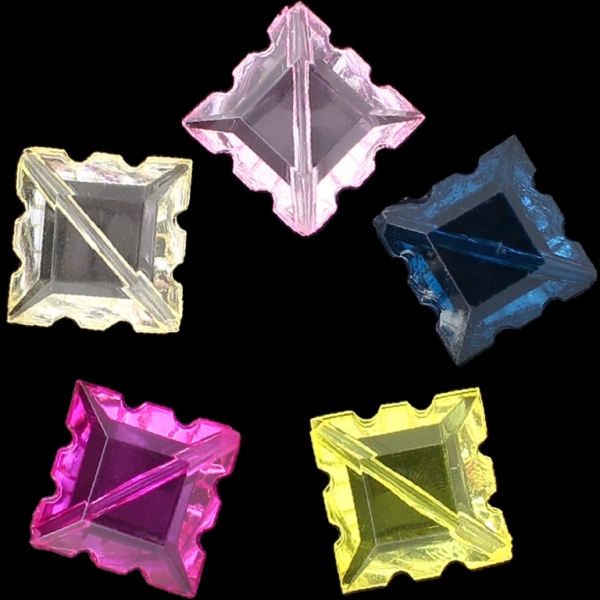 TRANSPARENT PLASTIC BEADS - TILE RELIEF - 22x16x7mm MIXED - 50g Hole-1.5mm (35pcs.)