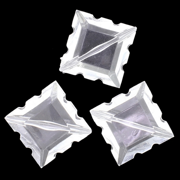 TRANSPARENT PLASTIC BEADS - TILE RELIEF - 33x24x11mm WHITE V01 - 50g Hole-2.8mm (9pcs.)