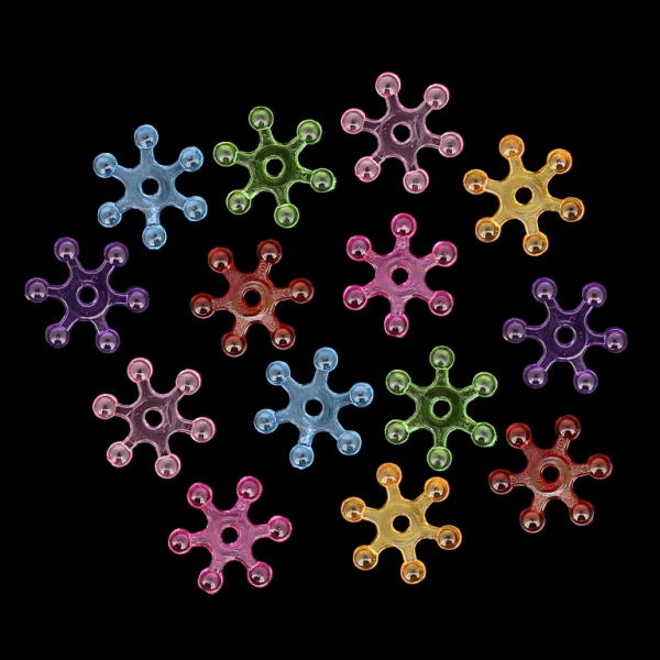 TRANSPARENT PLASTIC BEADS - SNOWFLAKE 01 - 3x13x15mm MIXED - PACKAGE 500g Hole-2.0mm (3050pcs.)