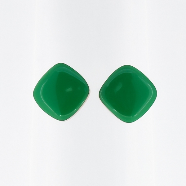 JEWELRY - EARRINGS - SCREW - STAINLESS STEEL WITH ENAMEL - SQUARE 01 - 1.2x1.2cm ROSE GOLD AND GREEN - 1 pair