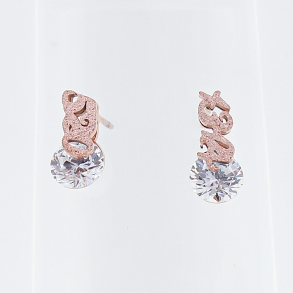 JEWELRY - EARRINGS - SCREW - STAINLESS STEEL AND ZIRCON - НА 520 - 1x1.5cm ROSE GOLD - PACKAGE 6 pairs